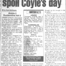 Match Report 20/08/1999 (Airdrieonians(a))